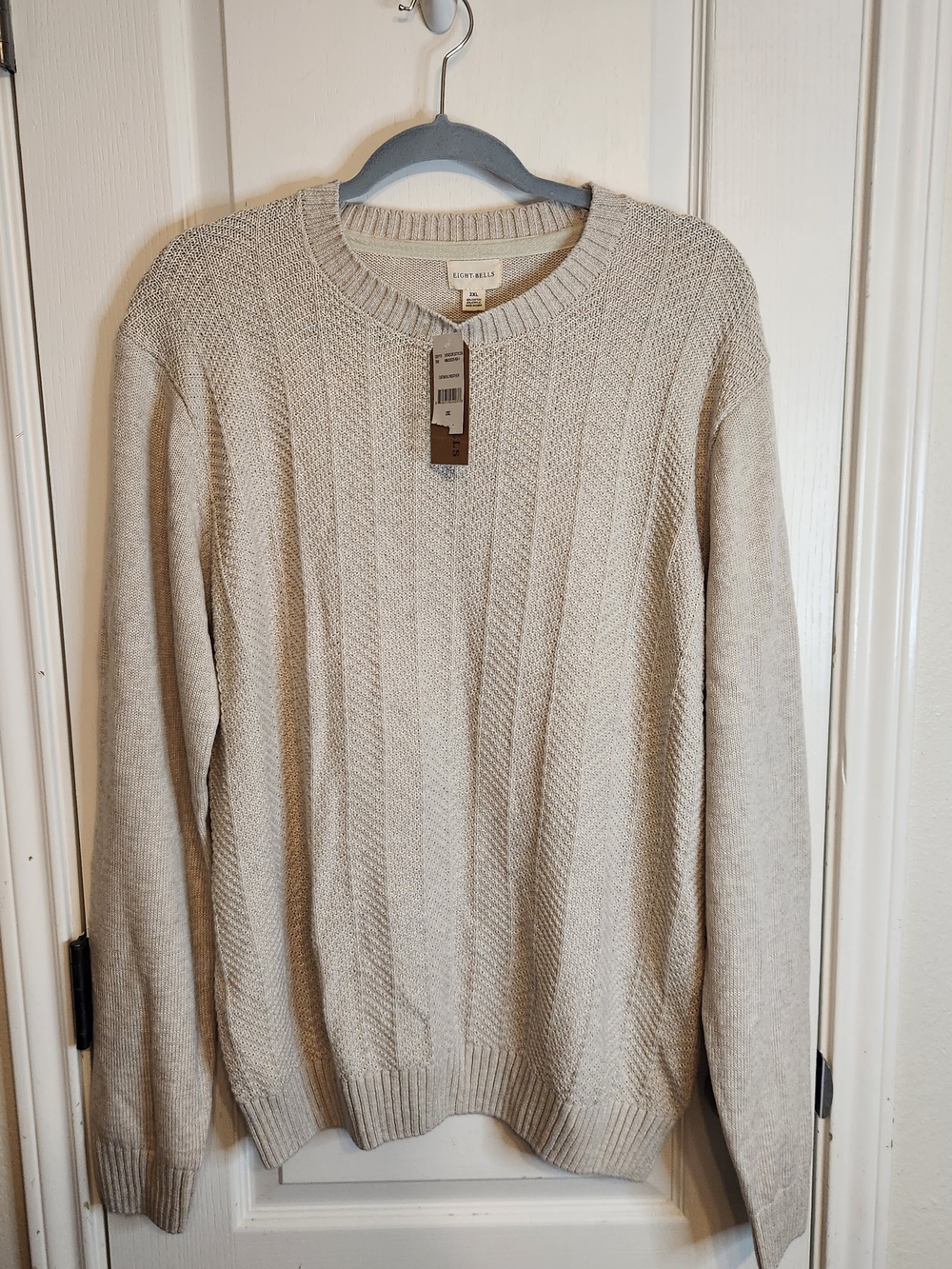 Men's Light Beige Crewneck Knit Sweater